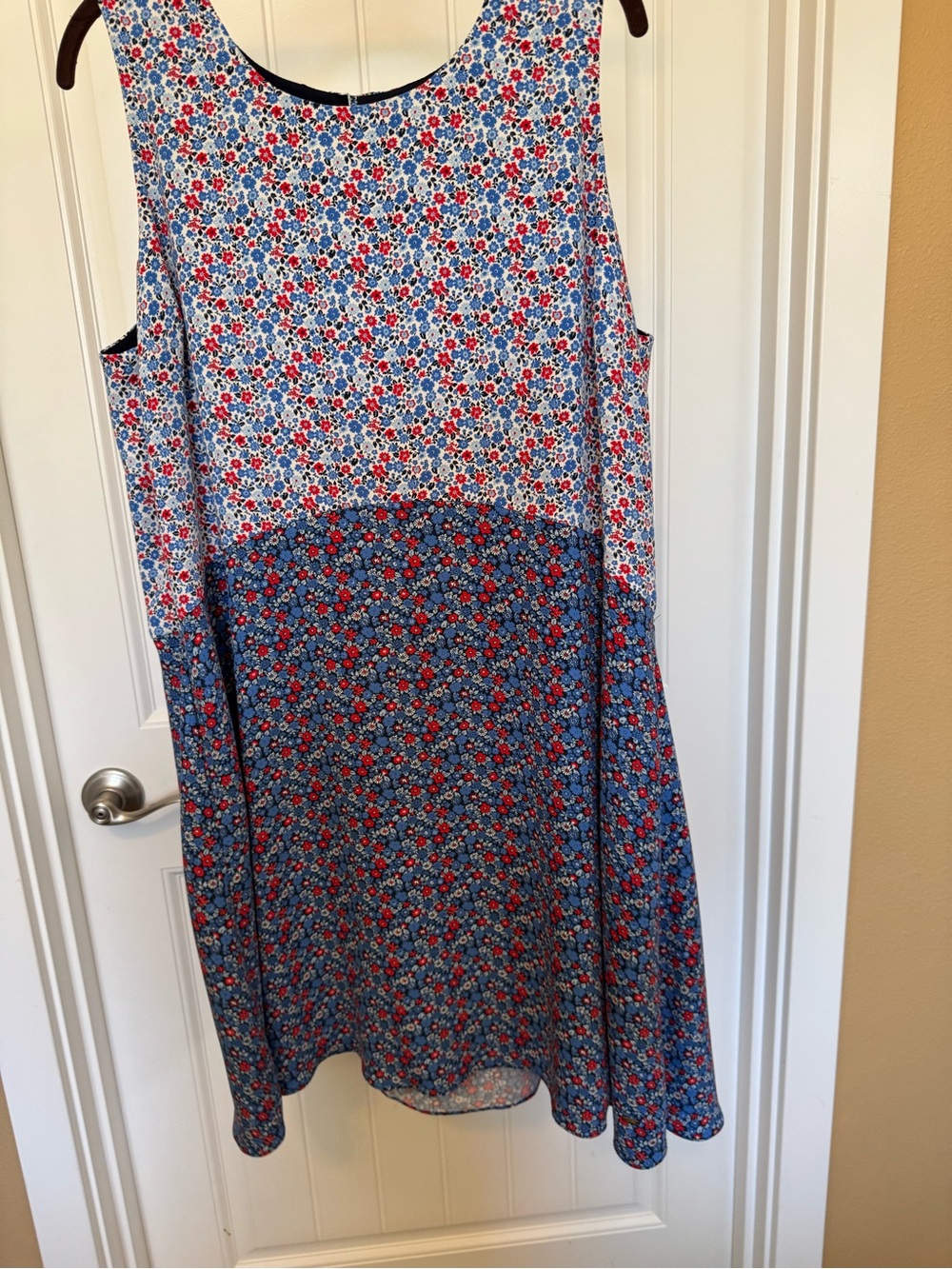Tommy Hilfiger Blue and Red Floral Two-Tone Sleeveless Dress Size XL